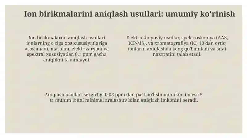 Ion birikmalarni aniqlash va tozalash 4