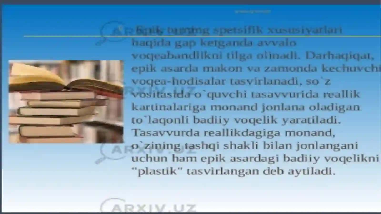 Epos va epik asarlar. Lirika va lirik janrlar. 4