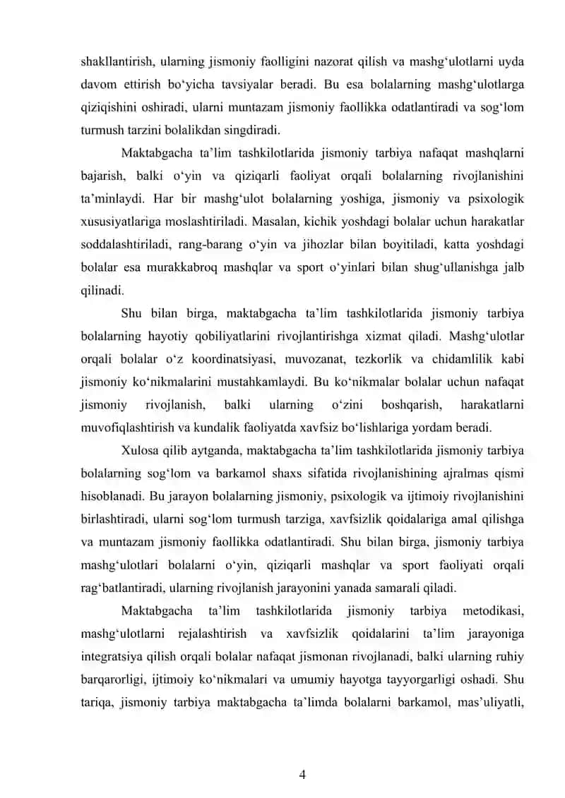 Jismoniy Tarbiya Mashg'ulotlari 4