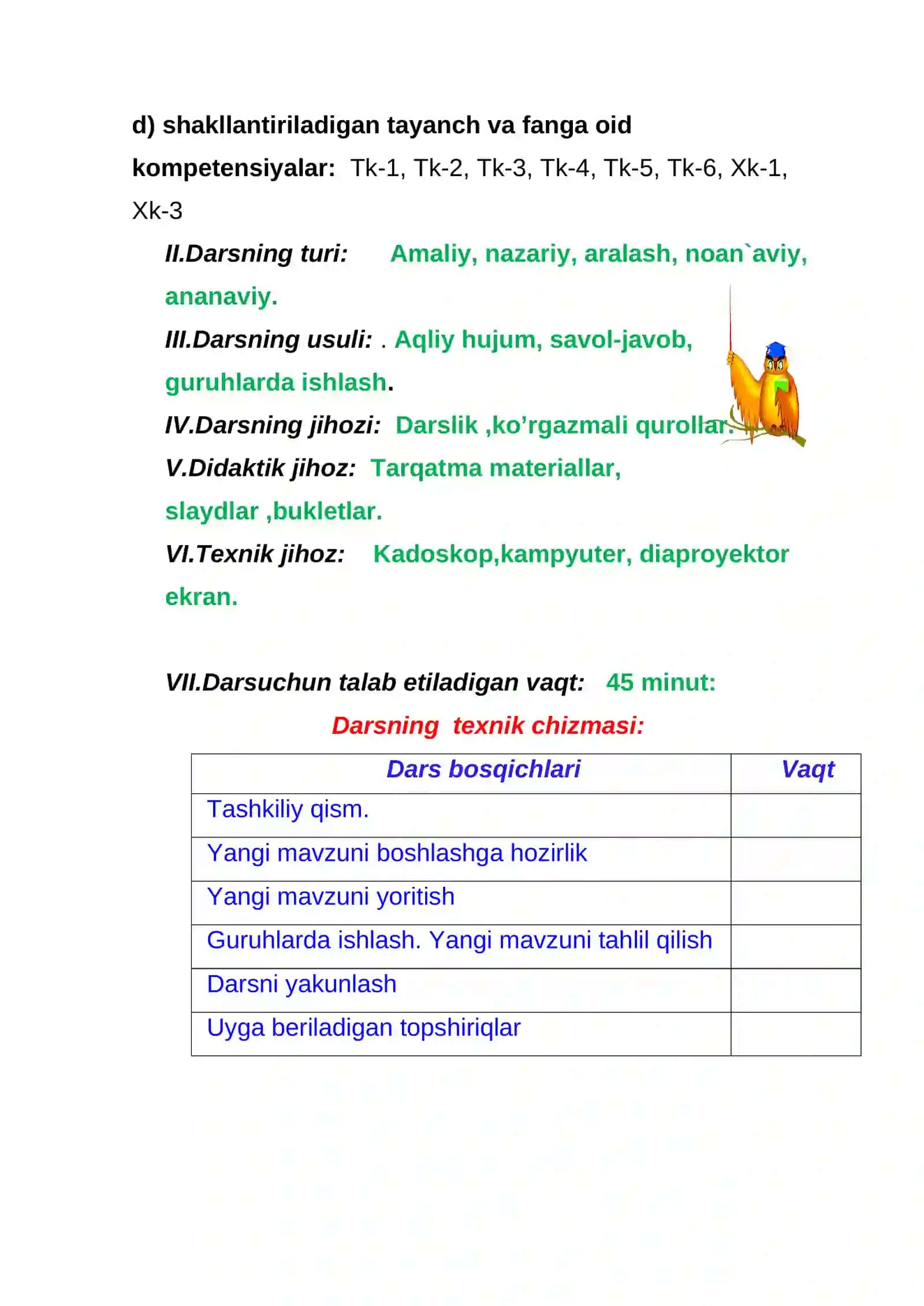 7-sinf Texnologiya fanidan Quroqchilik mavzusida ochiq dars ishlanma 4