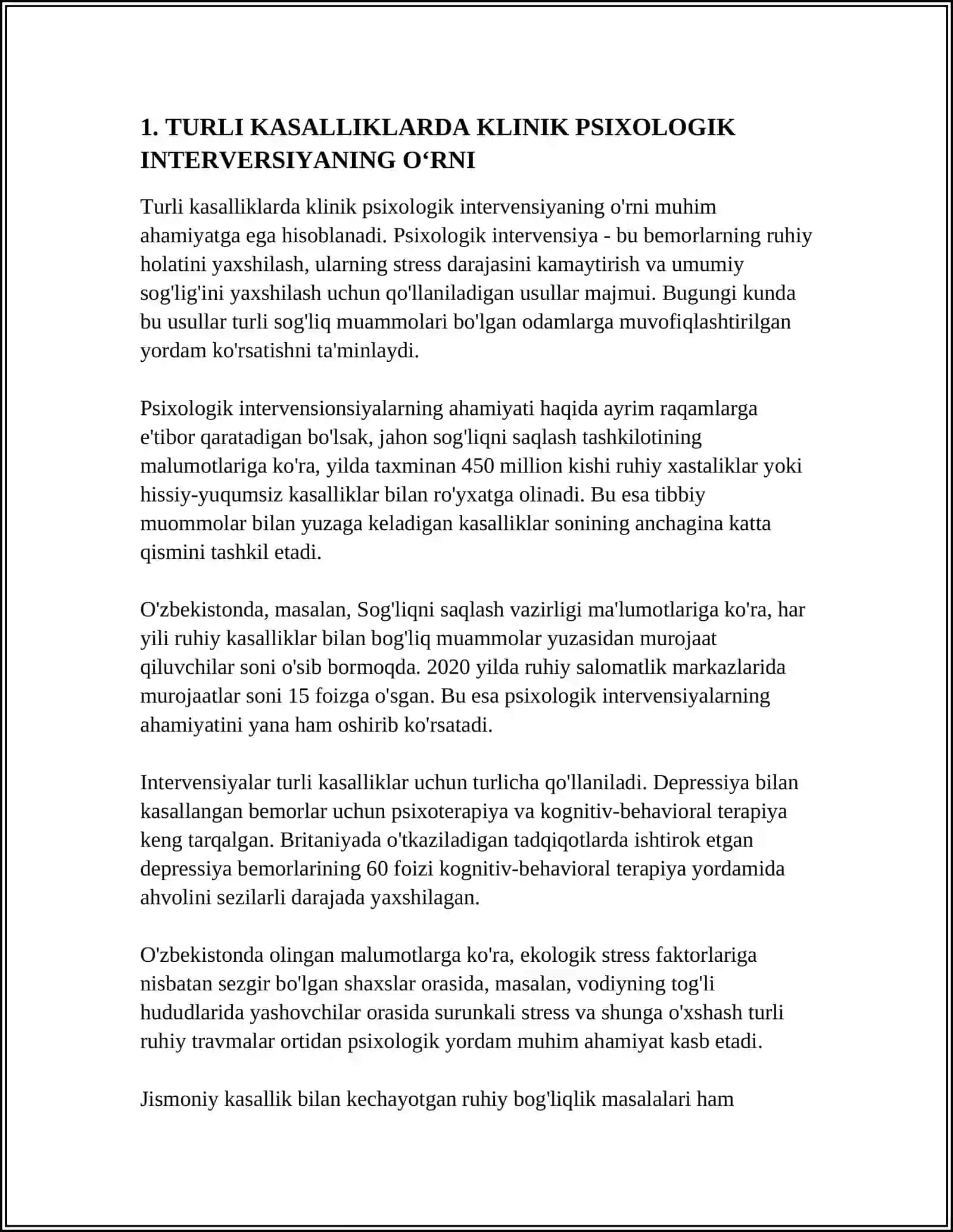 KLINIK PSIXOLOGIK INTERVERSIYANING OZIGA XOSLIGI 4
