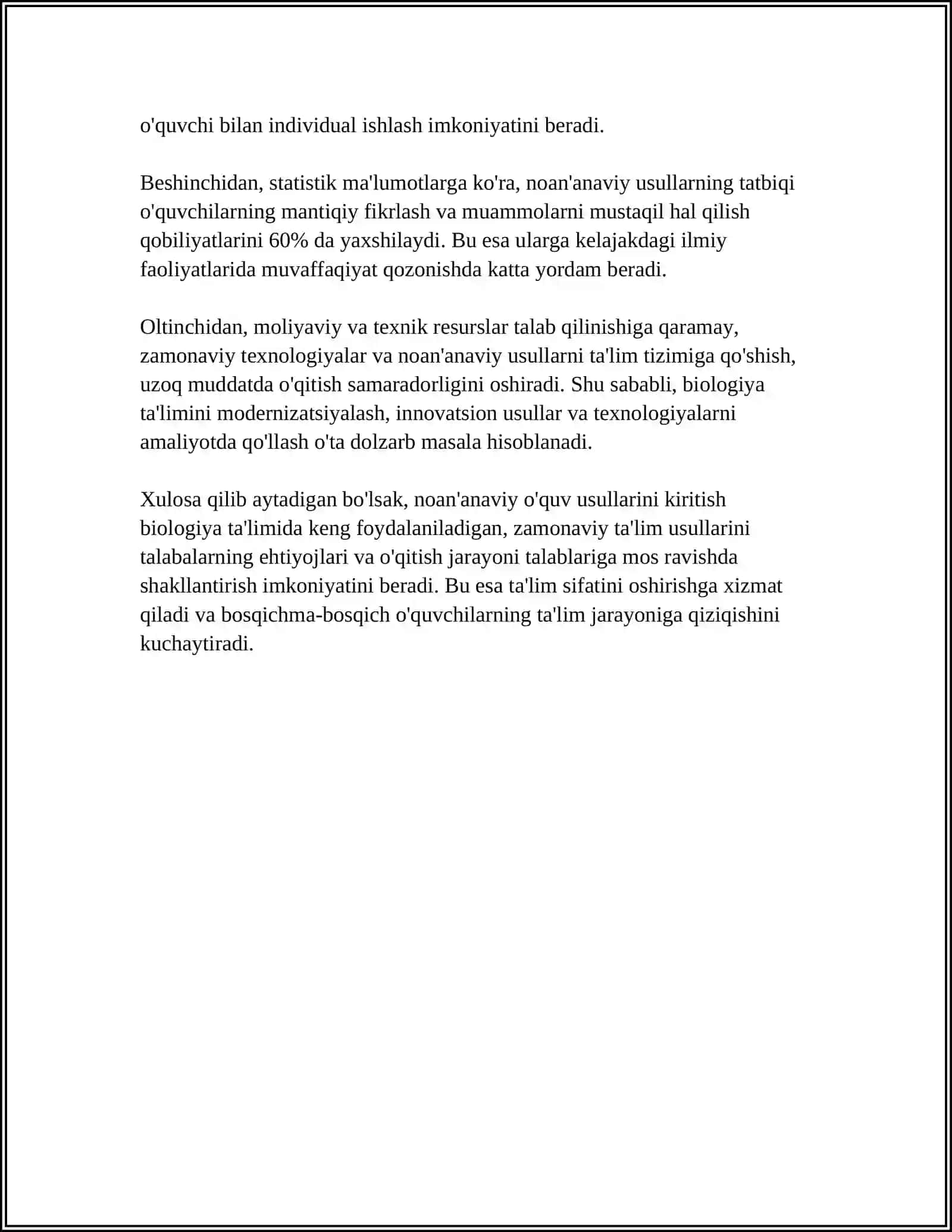 BIOLOGIYA DARSLARIDA NOANANAVIY USULLARNI QO'LLASH METODOLOGIYASI. TEXNIK VOSITALARDAN FOYDALANISH 4