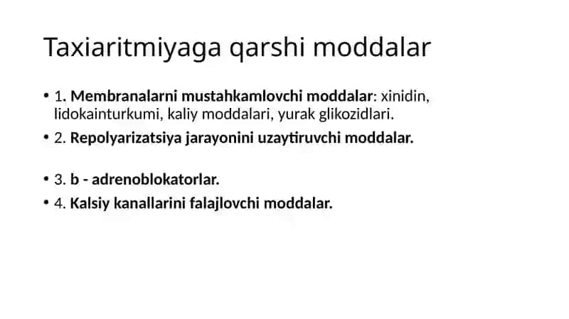 Antiaritmik dori vositalar tasnifi 4