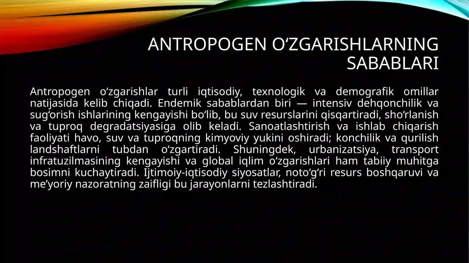 Antropogen O‘zargan Tabiiy Muhit Tushunchasi 4