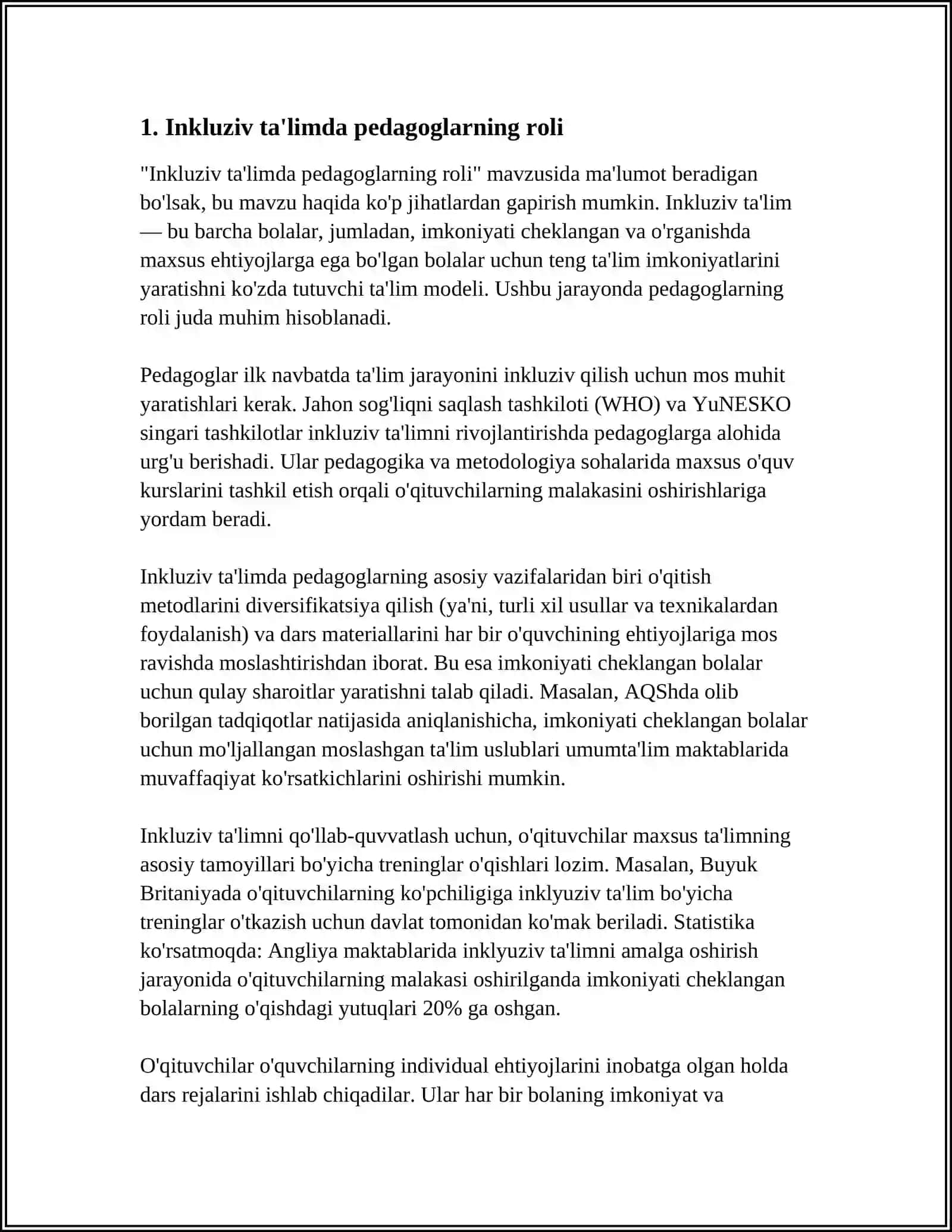 Inkluziv ta'limda pedagoglarning roli 4
