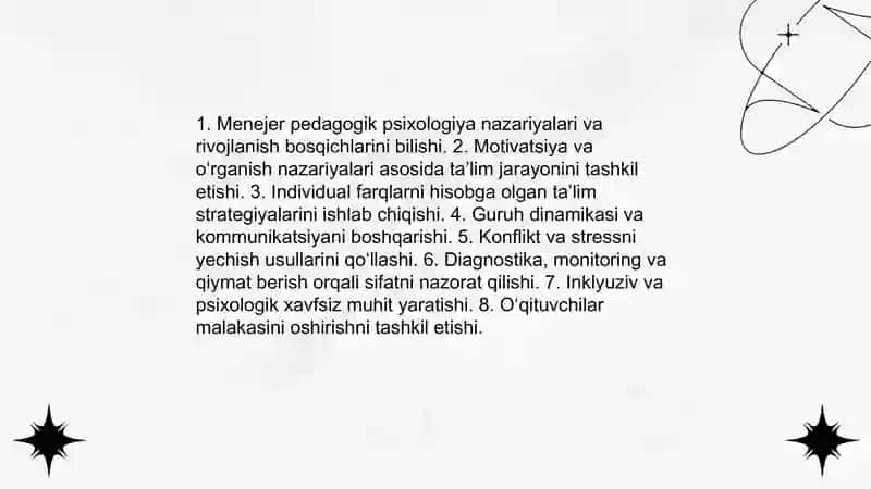 Ta'lim sohasi menejerning insonshunoslik bo'yicha ma'lumoti 4