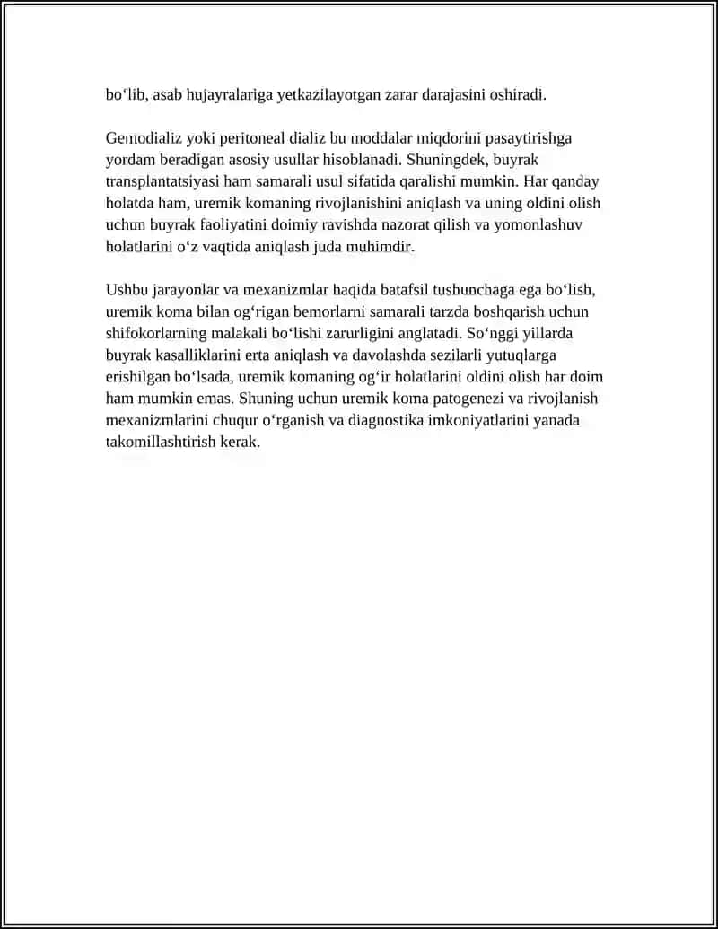 UREMIK KOMA BELGILARI RIVOJLANISHI 4