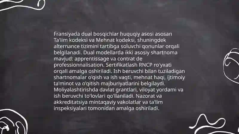 Fransiya taʼlim tizimining dual bosqichilari xususiyati 4