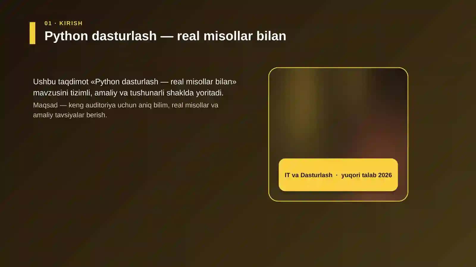 Python dasturlash — real misollar bilan 4