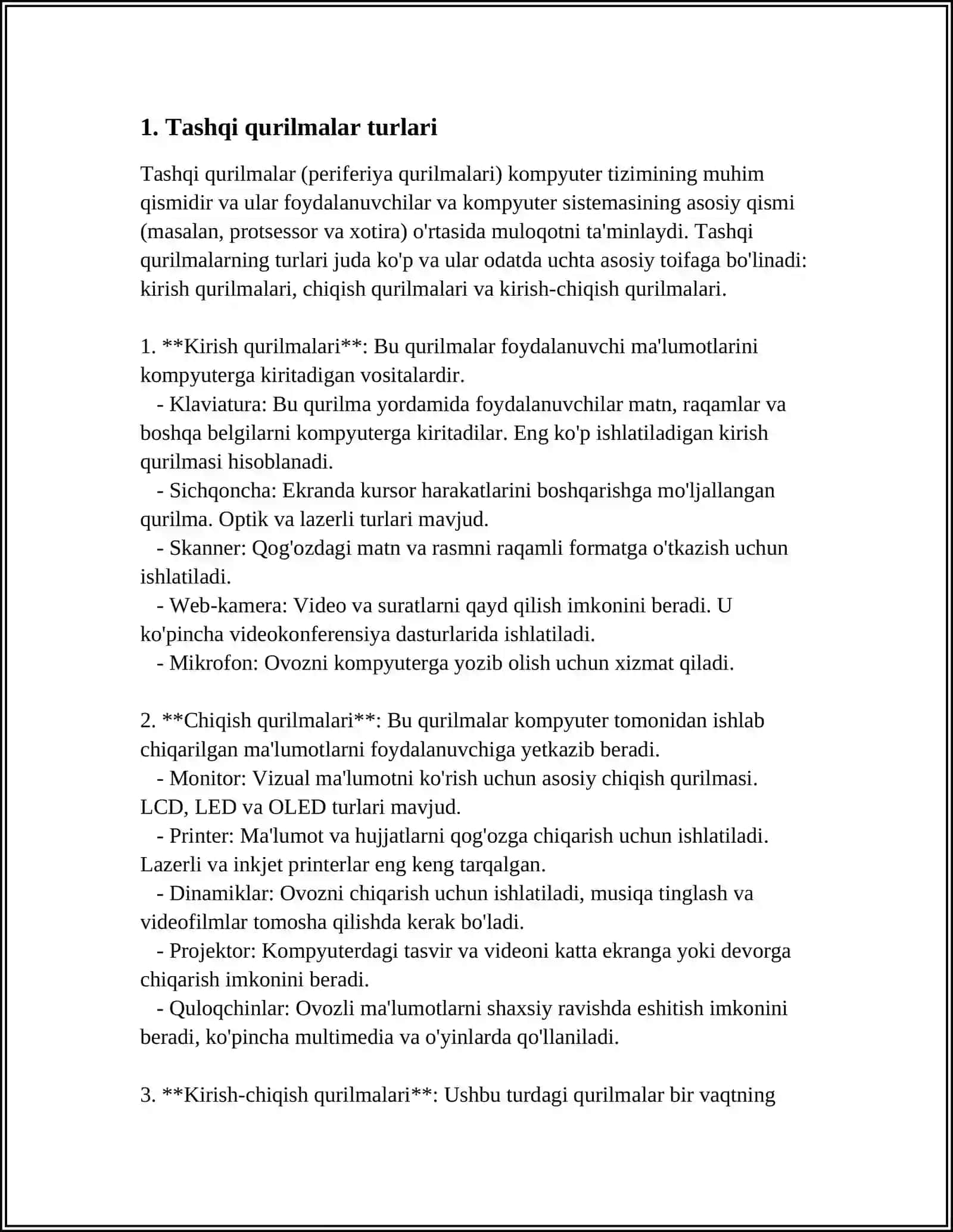 TASHKI QURILMALARI. FUNKSIONAL XARAKTERISTIKALARI 4