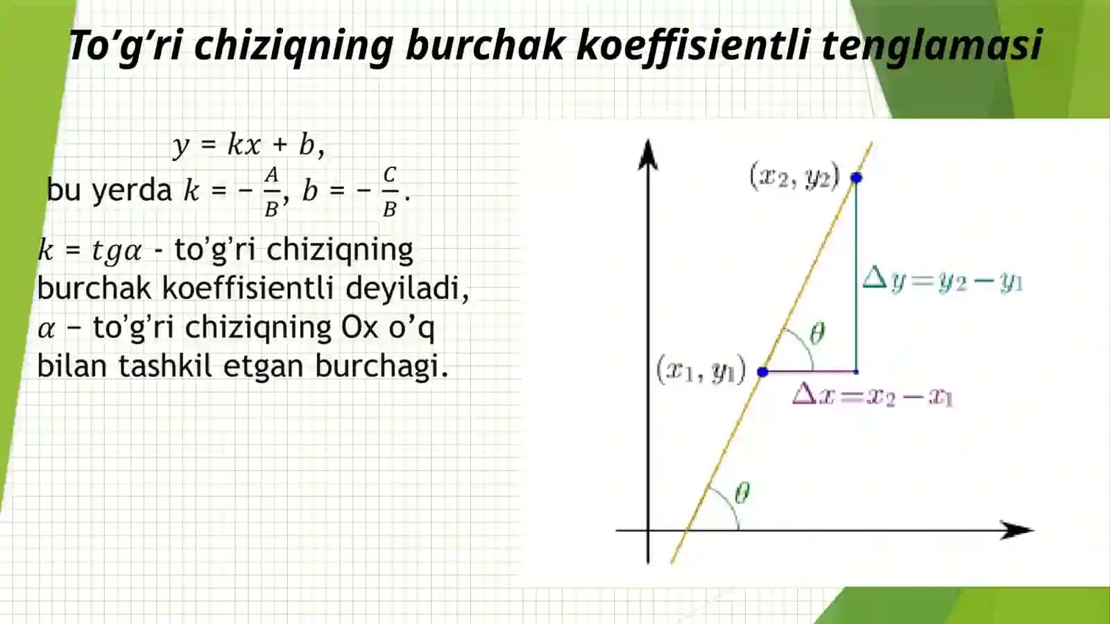 Tekislikda to’g’ri chiziq tenglamalari 4