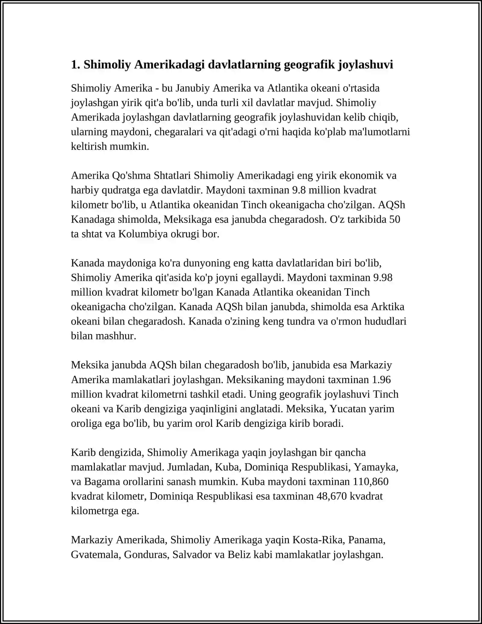 SHIMOLIY AMERIKA DAVLATLARI HAQIDA 4