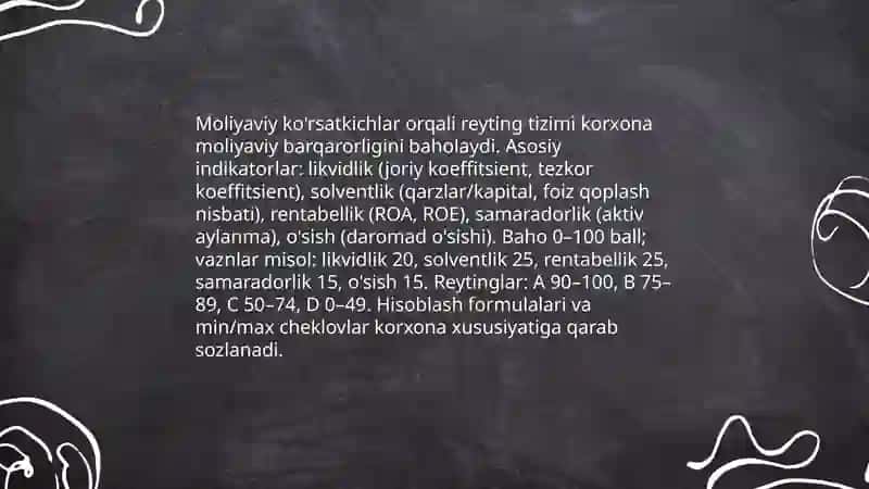 Korxona moliyaviy holatini reyting baholash 4