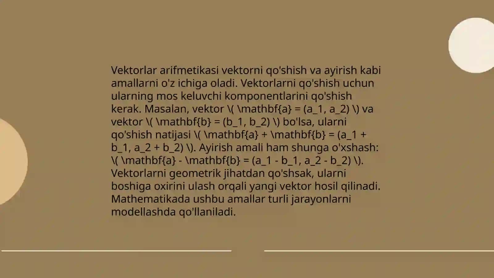 Vektorlarning turli masalalarga tadbiqlari 4