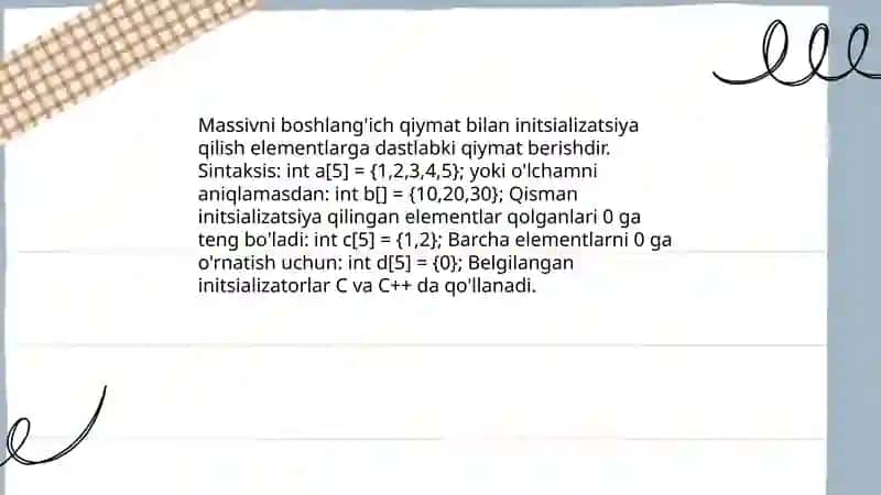 Bir o'lchamli massiv va ko'rsatkichlar 4