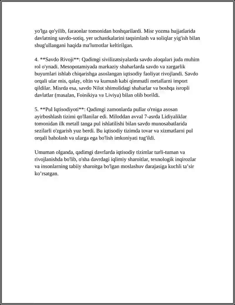 QADIMGI DAVRLARDA IQTISODIY G’OYALAR EVOLUTSIYASI 4