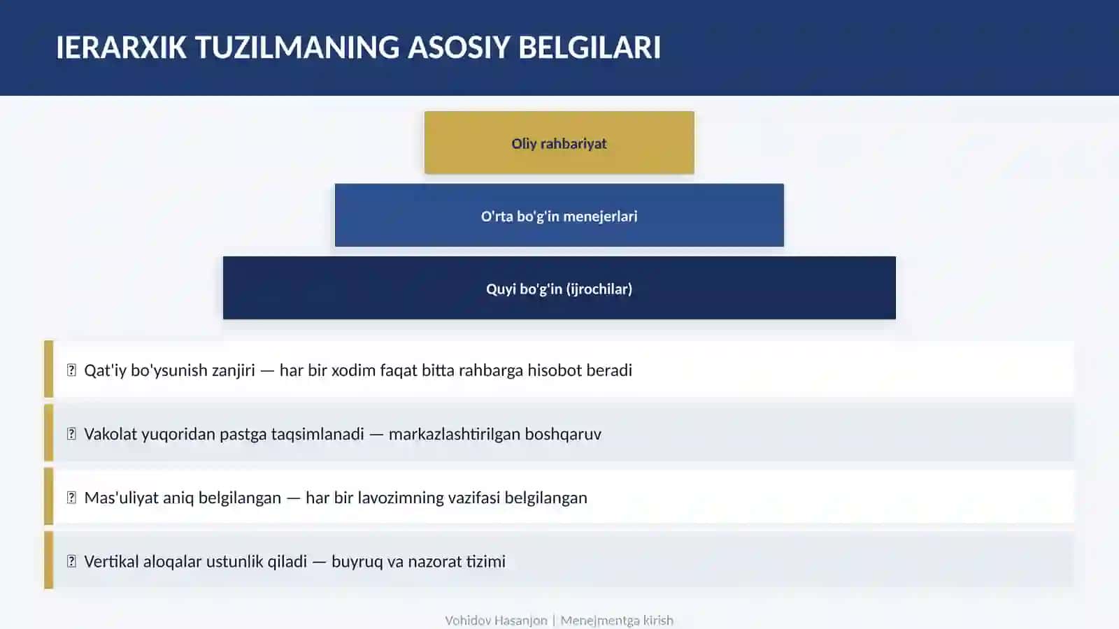 Ierarxik va matritsali boshqaruv tuzilmalar 4