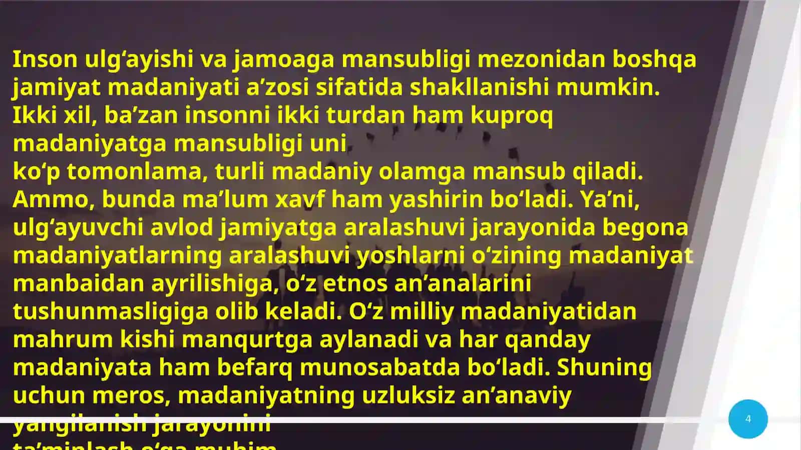 O’ZBEKISTONDA MADANIY SOHALARNI RIVOJLANTIRISHNING ASOSIY MAZMUNI 4