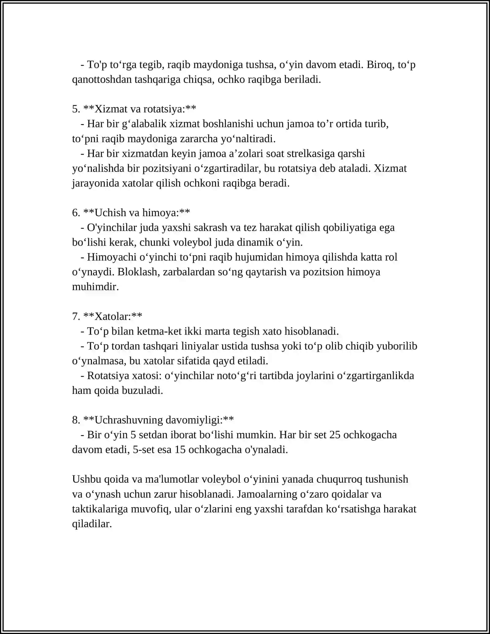 VOLEYBOLL SPORT OʻYINLARI HAQIDA 4