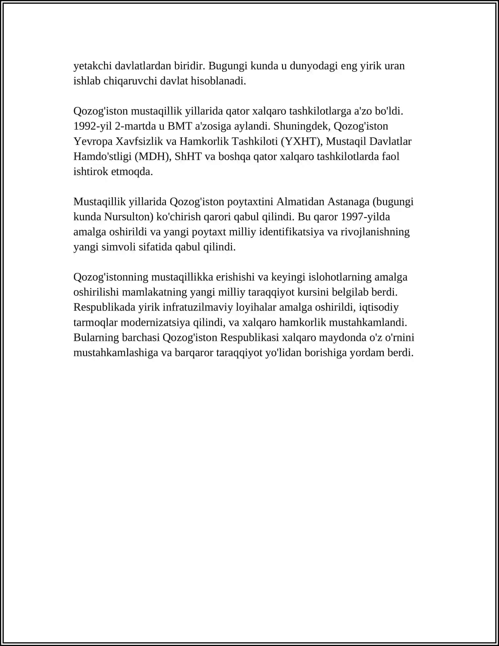MUSTAQILLIK YILLARIDA QOZOGʻISTON RESPUBLIKASI 4