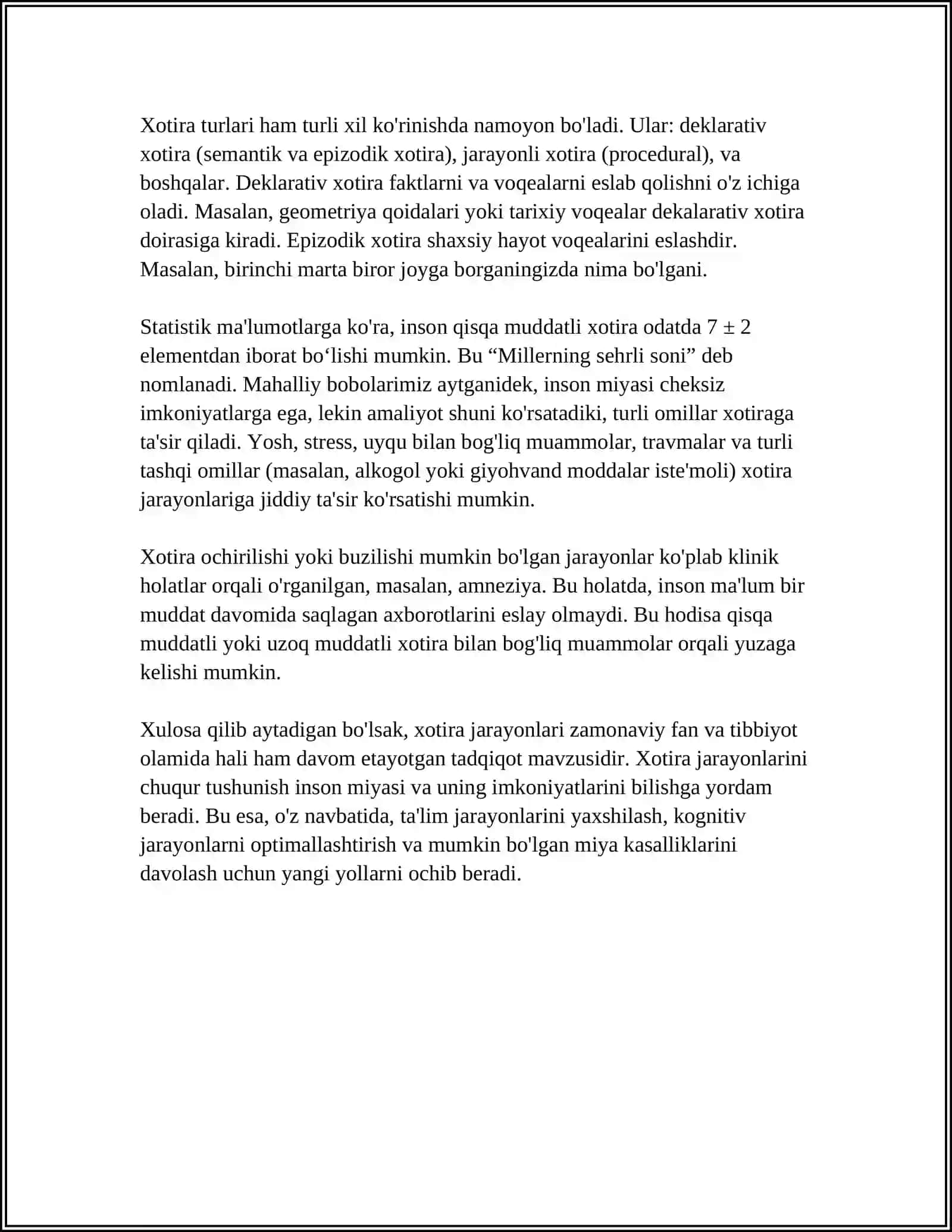 XOTIRA JARAYONI,ESGA TUSHIRISH,ESDA SAQLASH,UNITISH 4