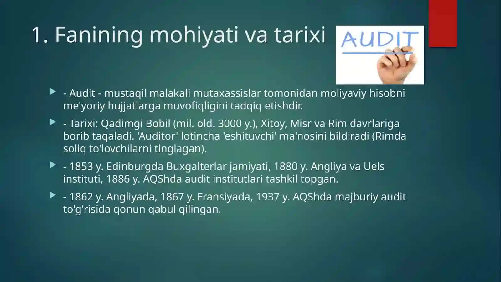 "Boshqa tarmoqlarda audit" 4
