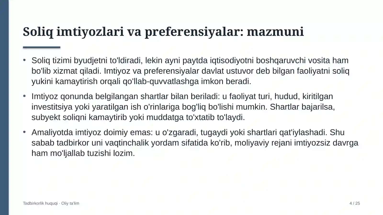 Eshik-rom ishlab chiqarish korxonalarida soliq imtiyozlari va preferensiyalar 4