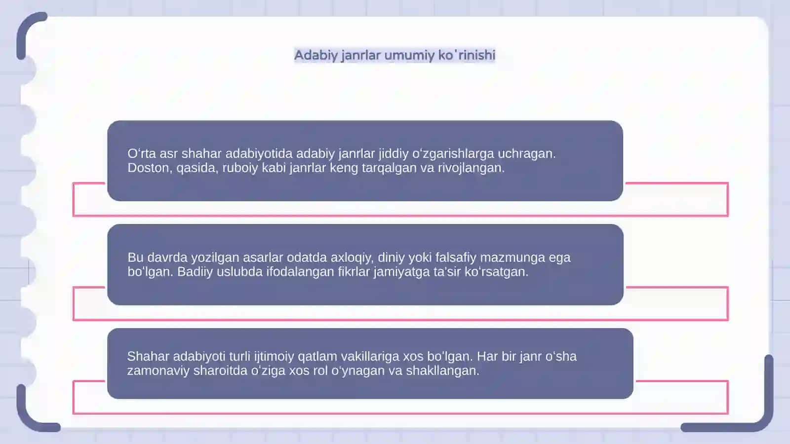 Oʻrta asr shahar adabiyotida janrlar 4