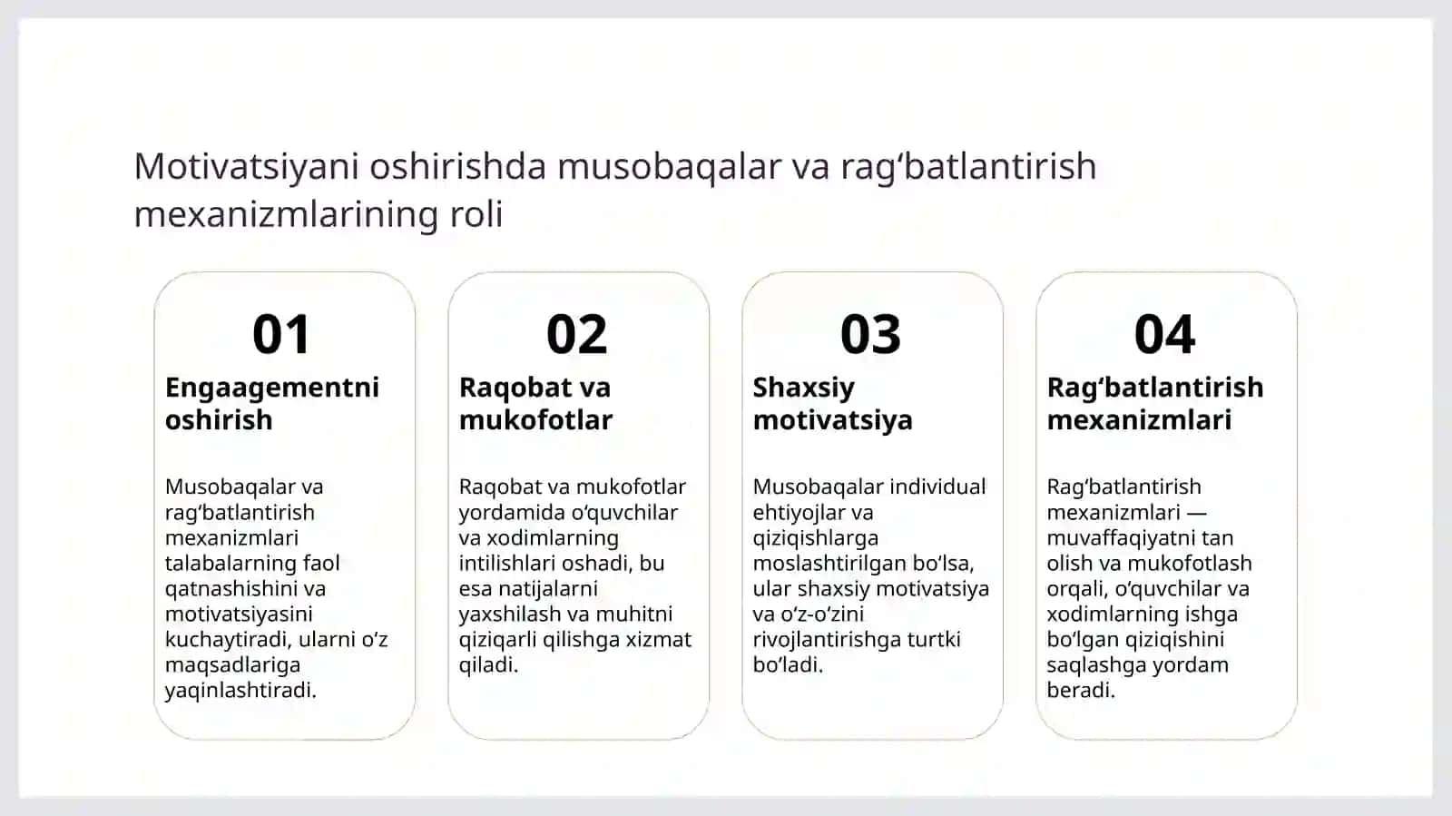 Amaliy motivatsiya usulari 4