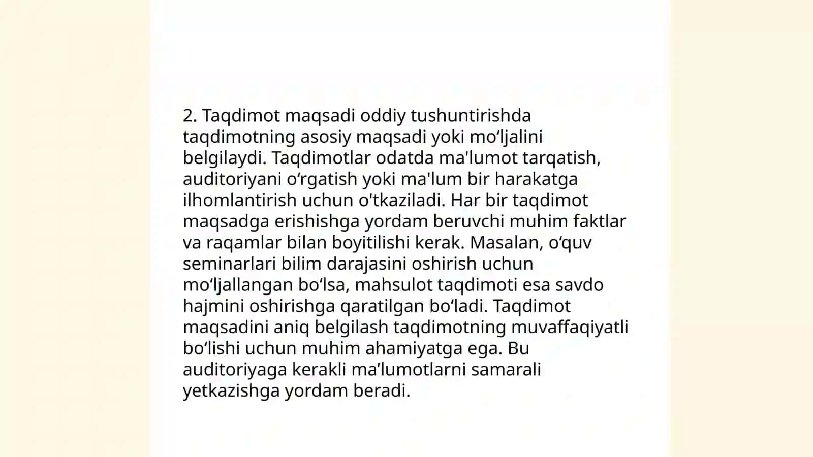 Taqdimotlarni tashkil etishda qo'yiladigan talablar 4