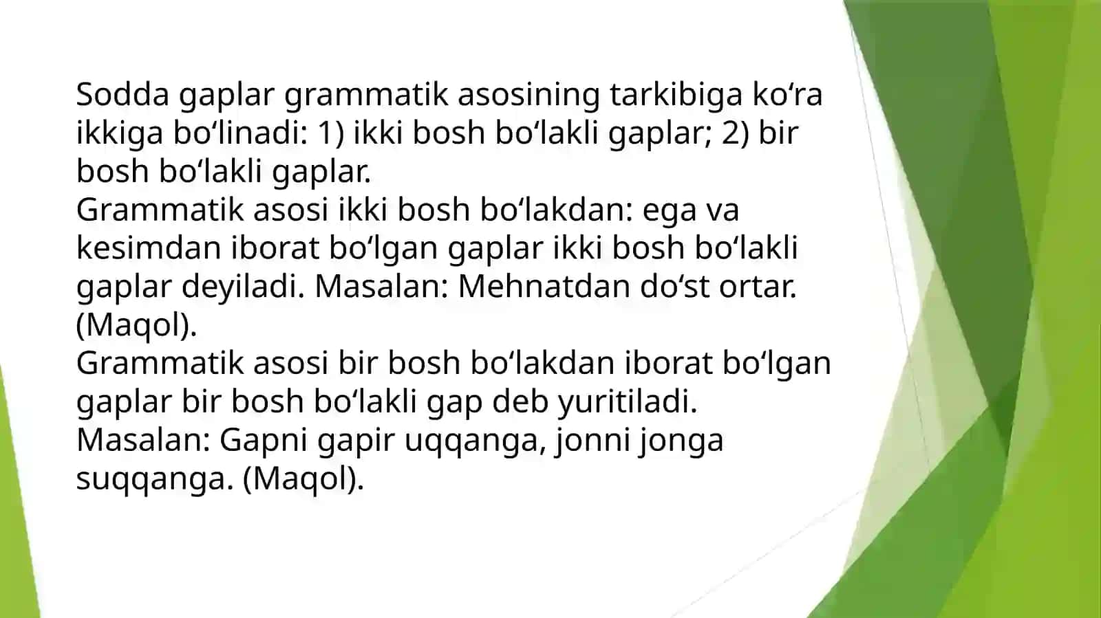 SODDA GAP TURLARI BO’YICHA TAHLILLAR 4