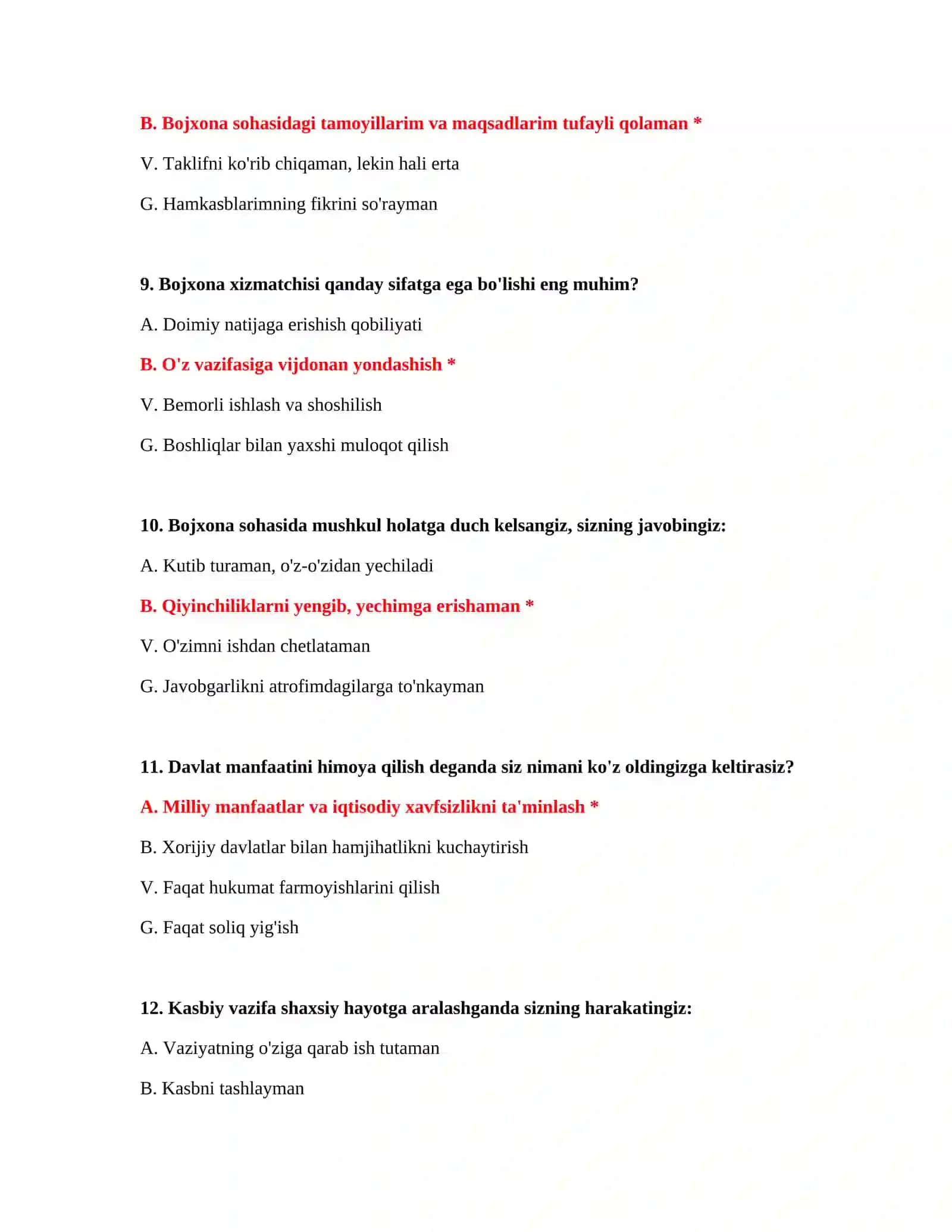 Bojxona test savollari 150 ta 4