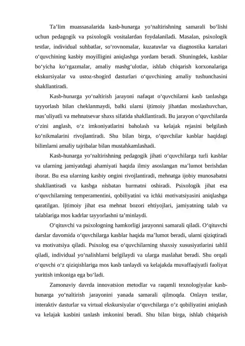 Kasb-hunarga yo‘naltirish bo‘yicha ta’lim muassasasi jamoasining faoliyati 4