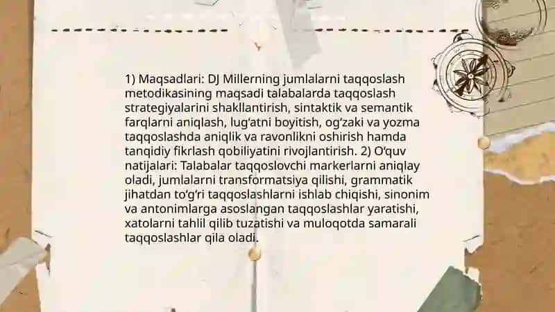 DJ Millerning jumlalarni taqqoslash metodikasi 4