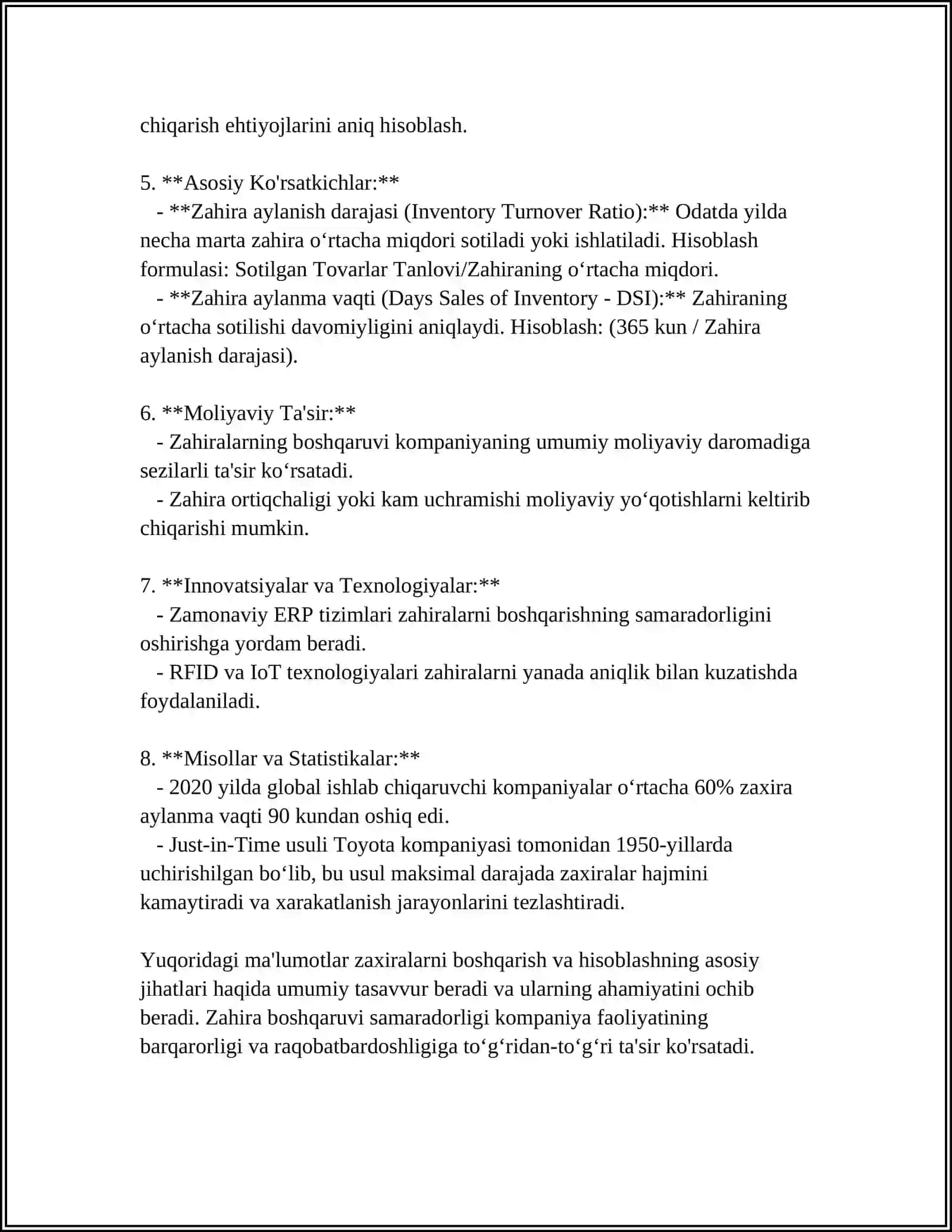 ZAHIRANI HISOBLASH PARAMETRLARI VA ANIQLASH USULLARI 4
