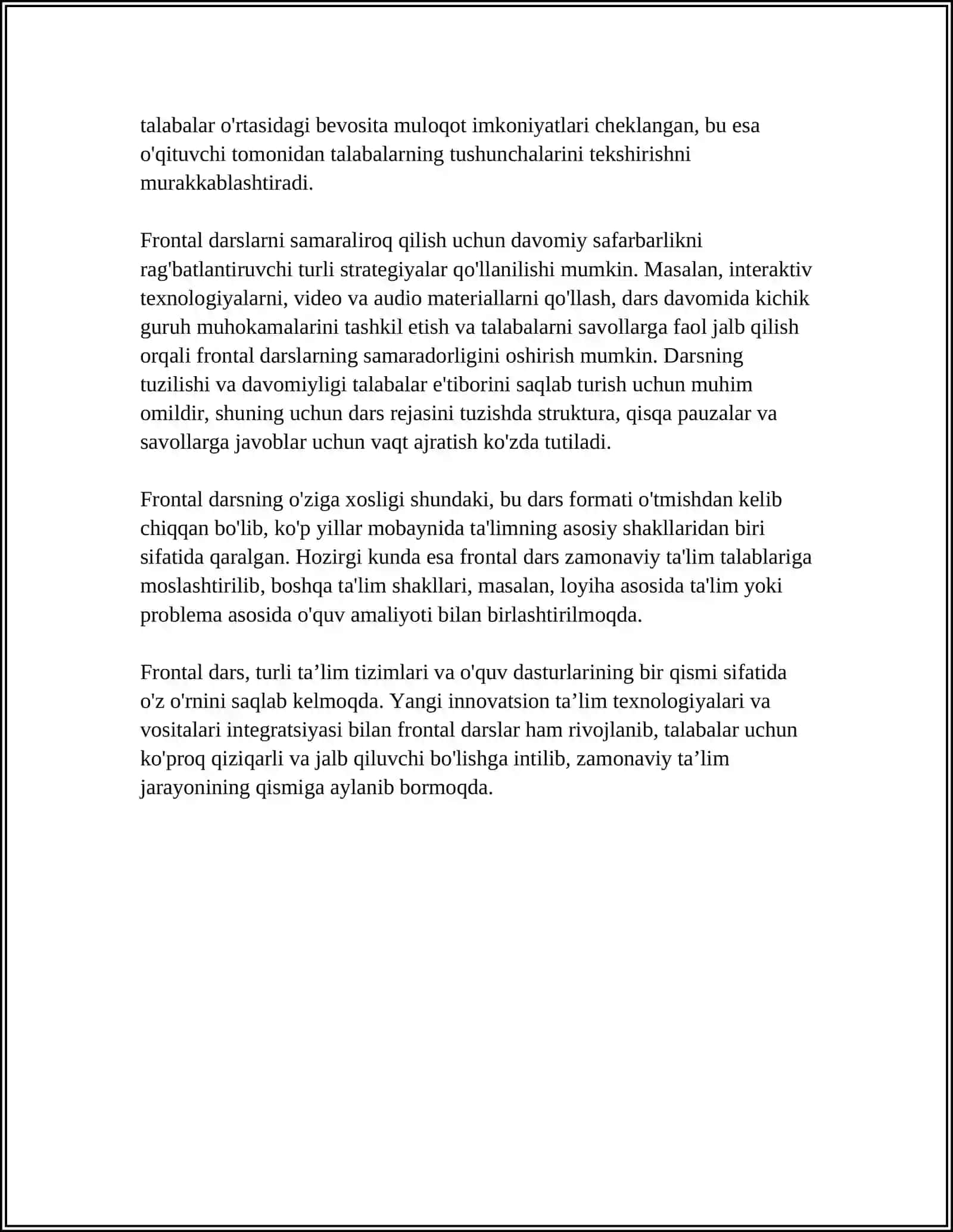Frontal (umumiy) dars 4