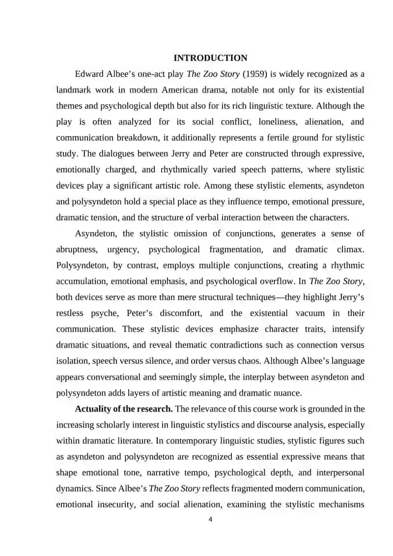 "Asyndeton and Polysyndeton in Edward Albee’s “Zoo Story" 4