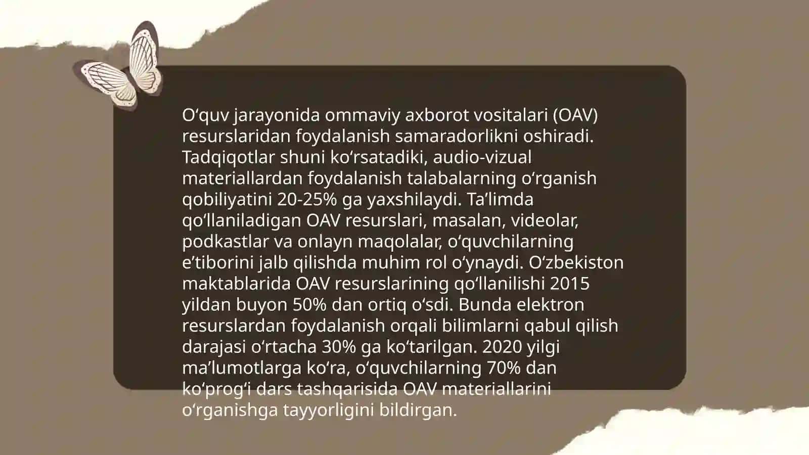 Maktab taʼlimi jarayoning OAV bilan uzviyligi 4
