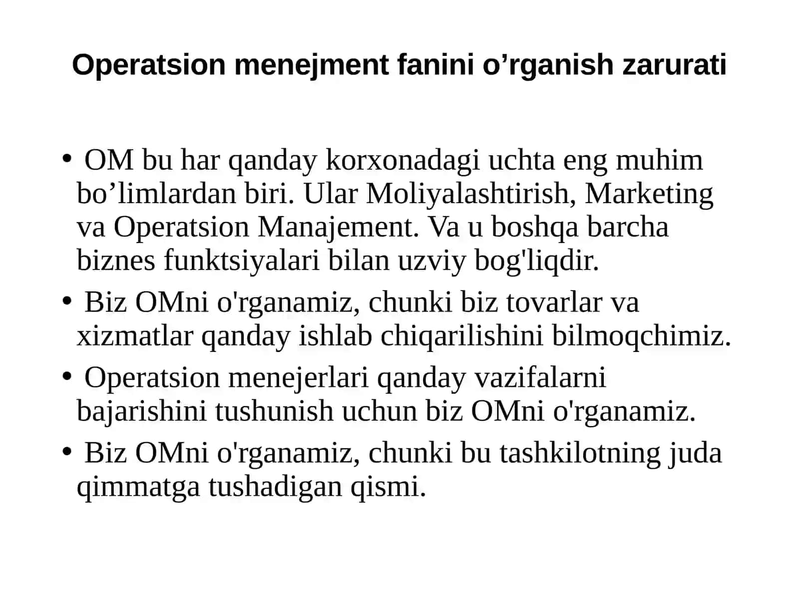 Operatsion Menejment faniga kirish 4
