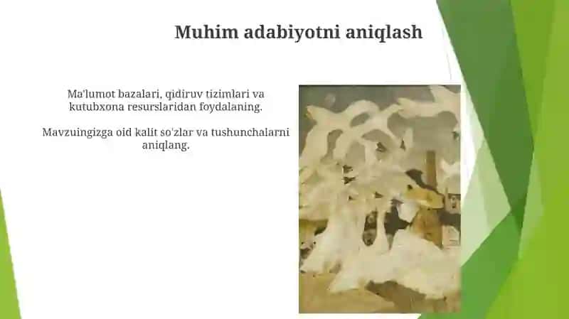 Adabiyotlardan mavzuga doir ma'lumotlar izlash 4