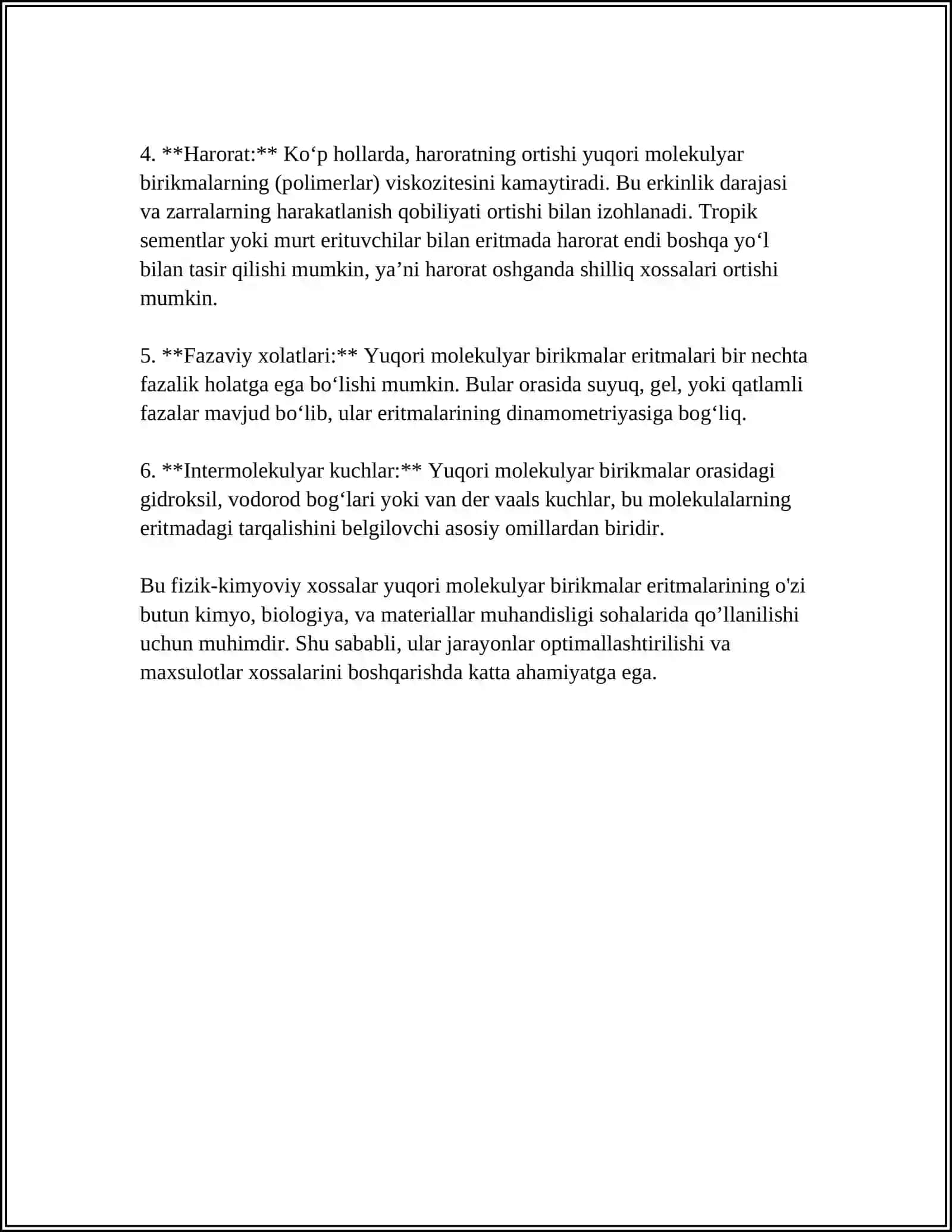 YUQORI MOLEKULYAR BIRIKMALAR ERITMALARNING XOSSALARI.QONNING REOLOGIK XOSSALARI 4