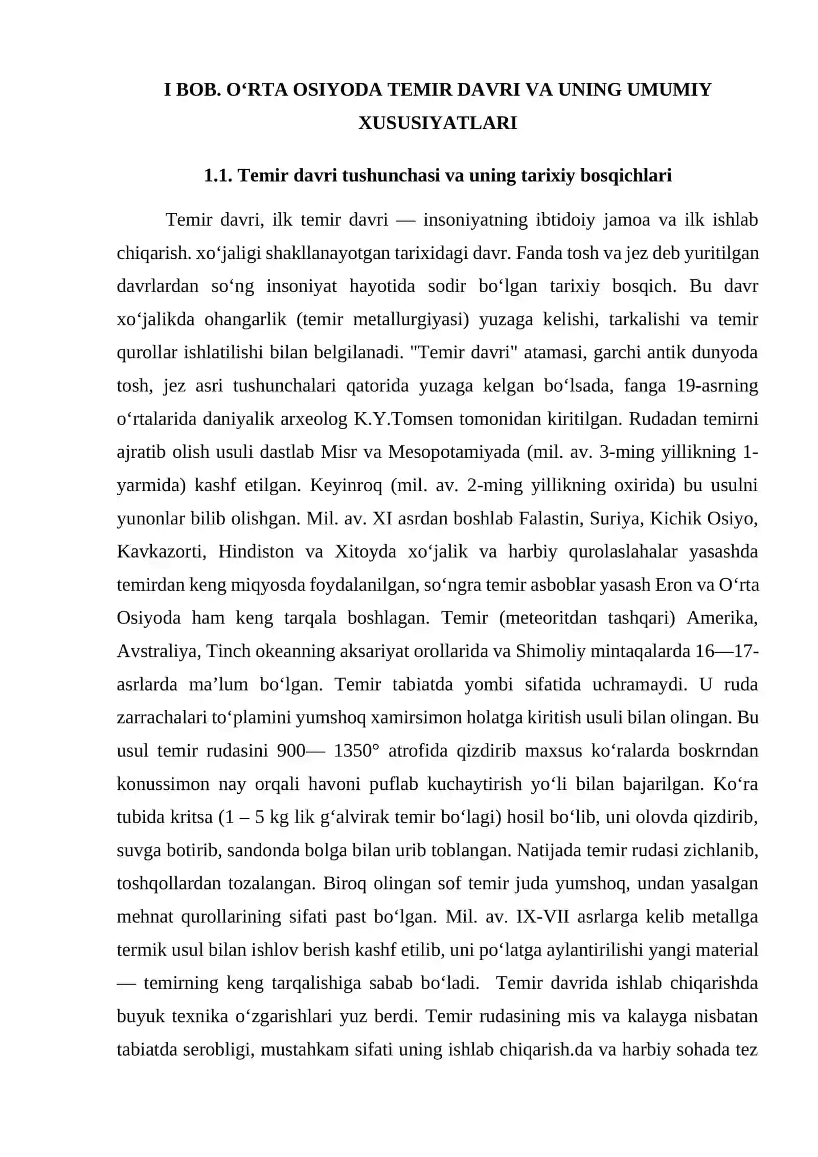 O‘RTA OSIYODA TEMIR DAVRI VA UNING UMUMIY XUSUSIYATLARI 4