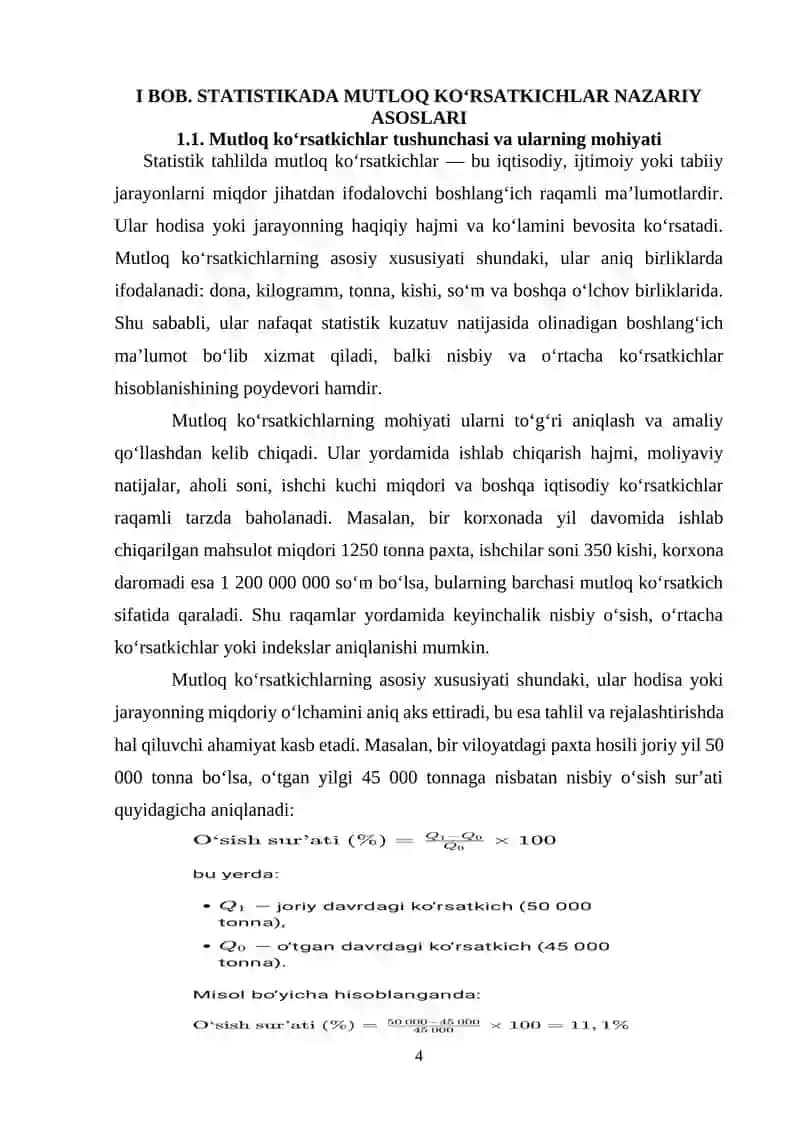 Mutloq ko'rsatkichlar va ularni turlari 4