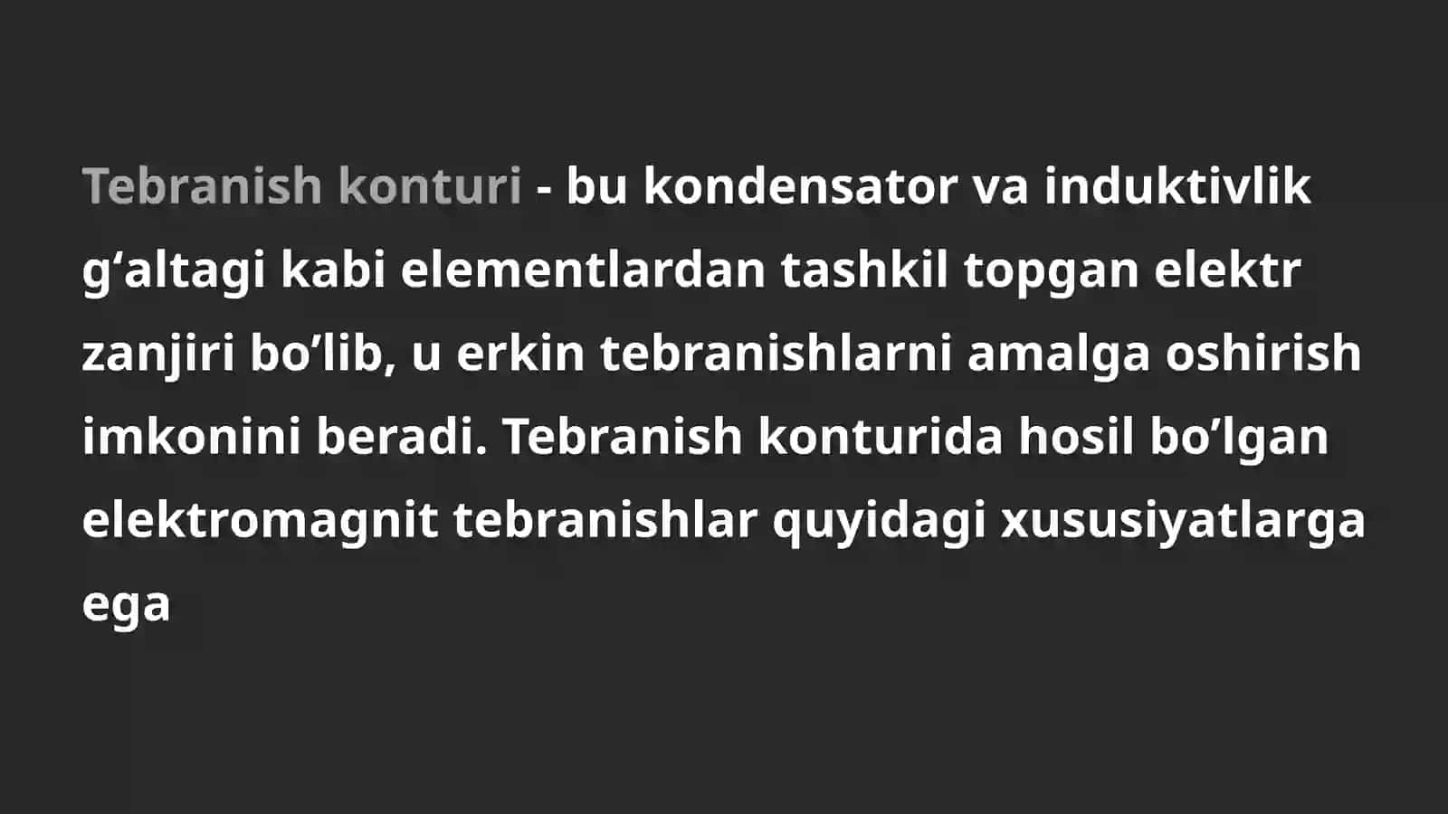 SOʻNUVCHI VA MAJBURIY ELEKTROMAGNIT TEBRANISHLAR 4