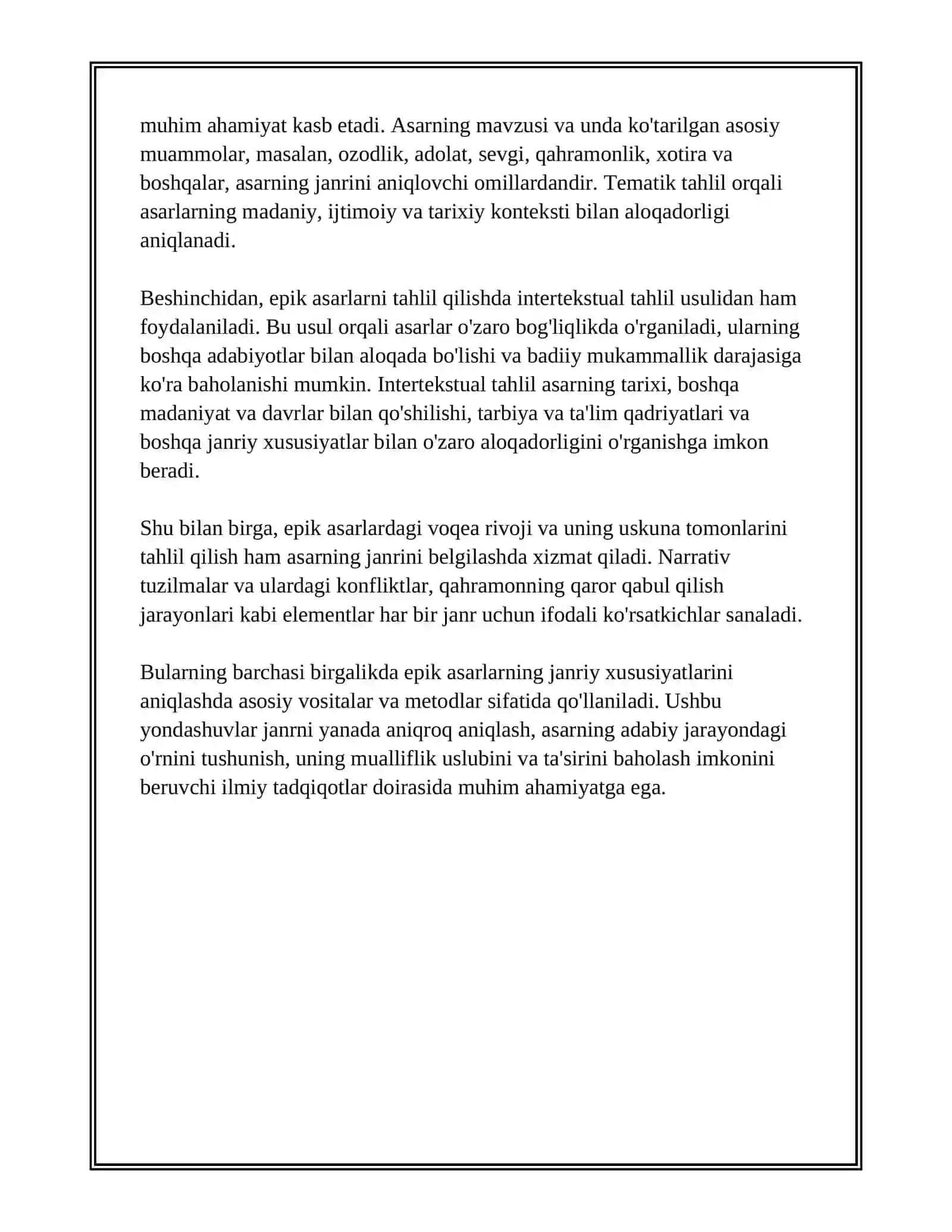 EPIK ASARLARNI TAHLIL QILISH USULLARINI OʻRGANISH 4