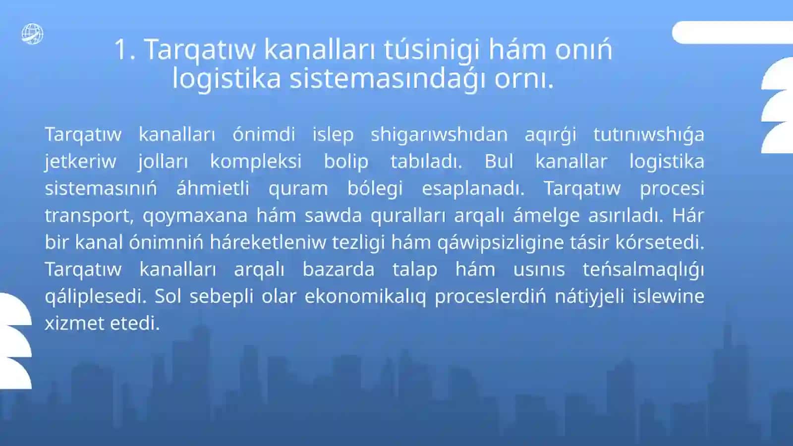 Logistikada tarqatıw kanalları 4