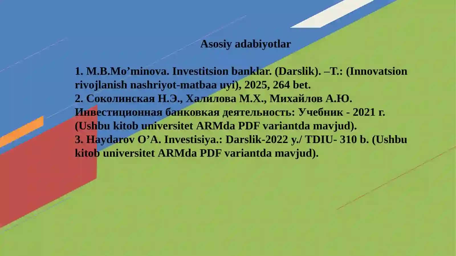 Investitsiyafani1-mavzu 4