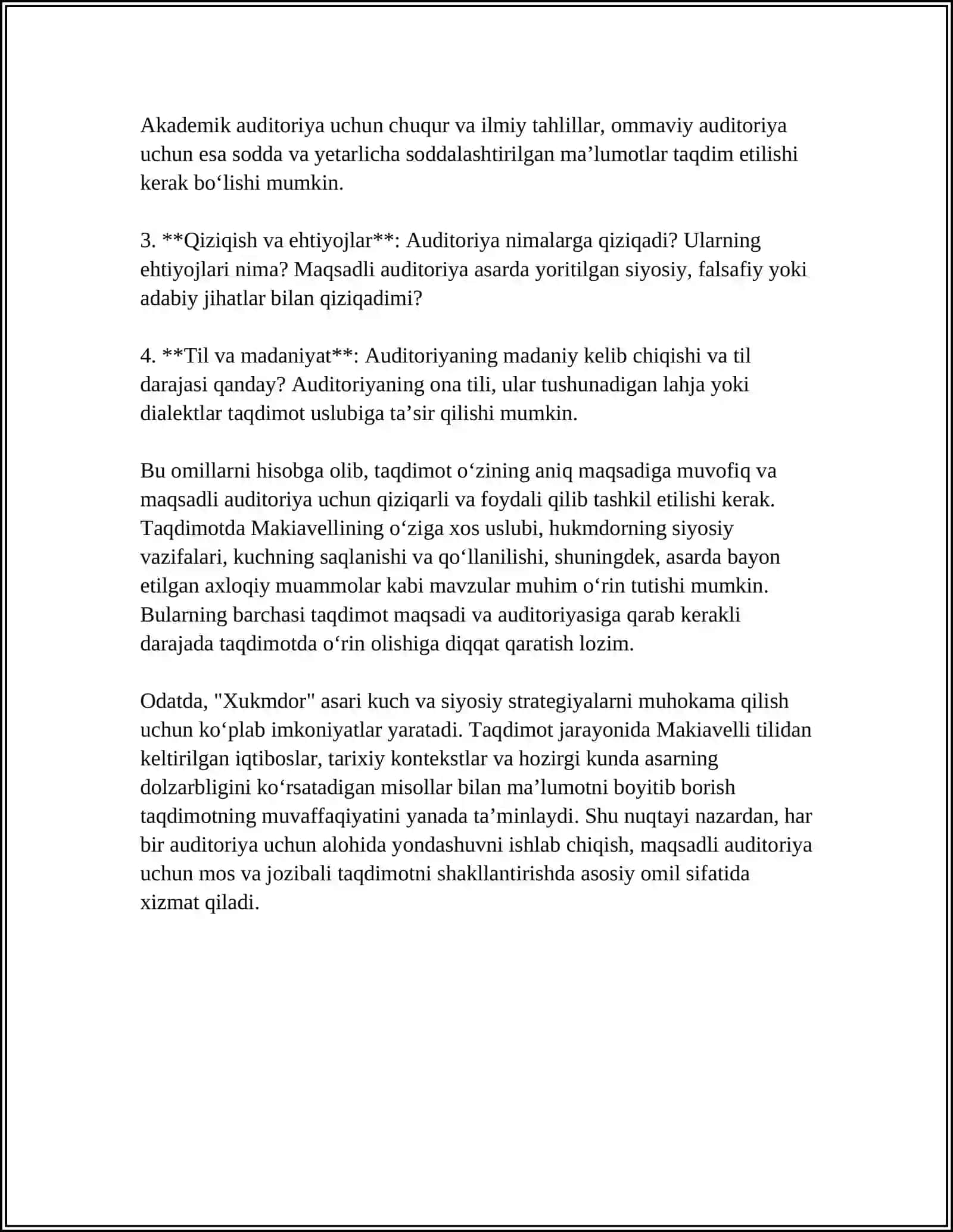MAKIAVELLINING “XUKMDOR” ASARI BO`YICHA TAQDIMOT TAYYORLASH 4