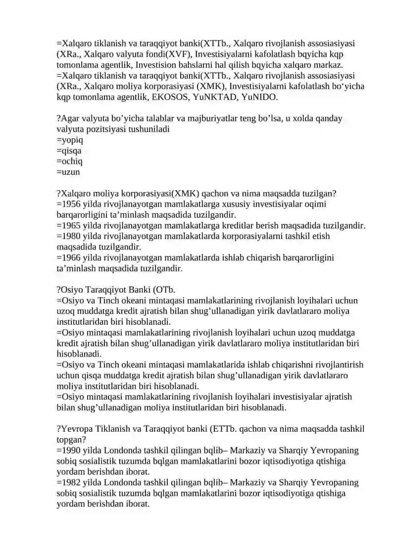 Xalqaro moliya munosabatlari 4