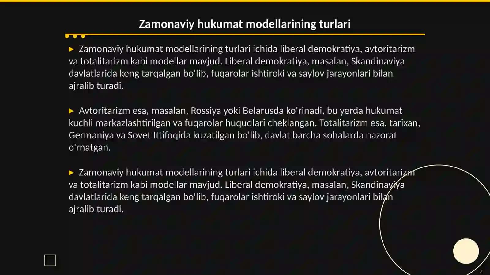 Hukumat shakllanishining zamonaviy modellari 4